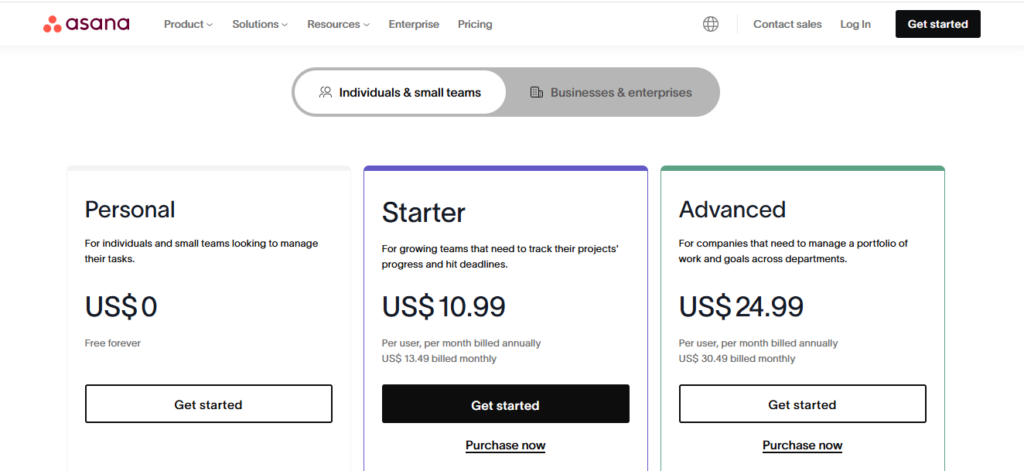 Asana pricing plan: Asana vs Trello