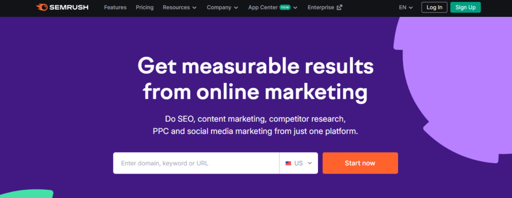 SEMrush homepage