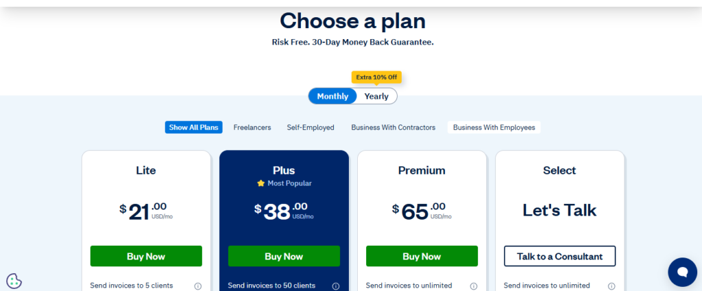 Freshbooks Pricing Plan