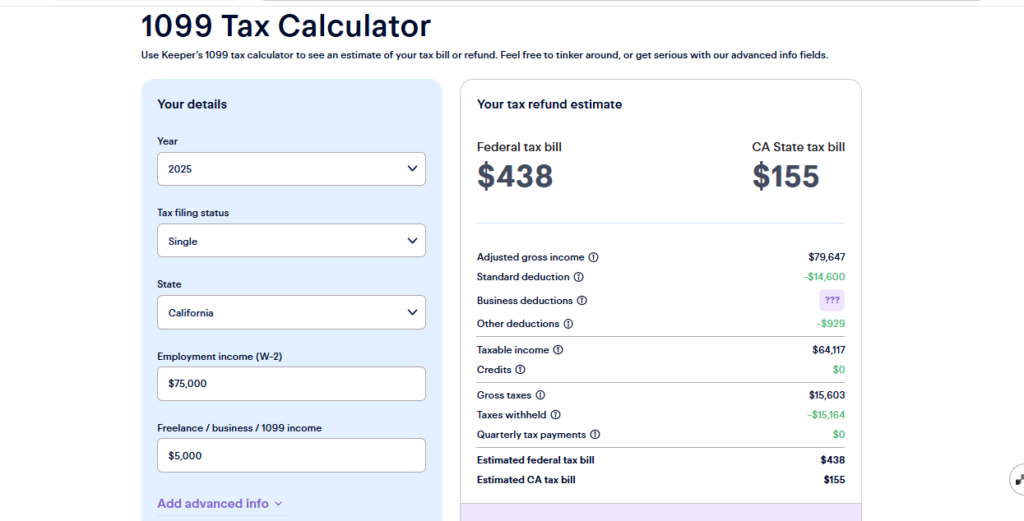 Keeper tax refund calculator