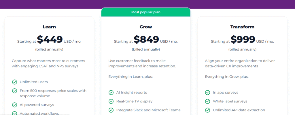 Asknicely's pricing plan